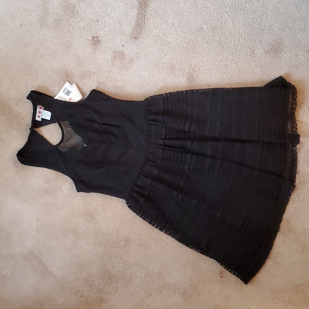 NWT Short Black Dress Boho Crochet Design